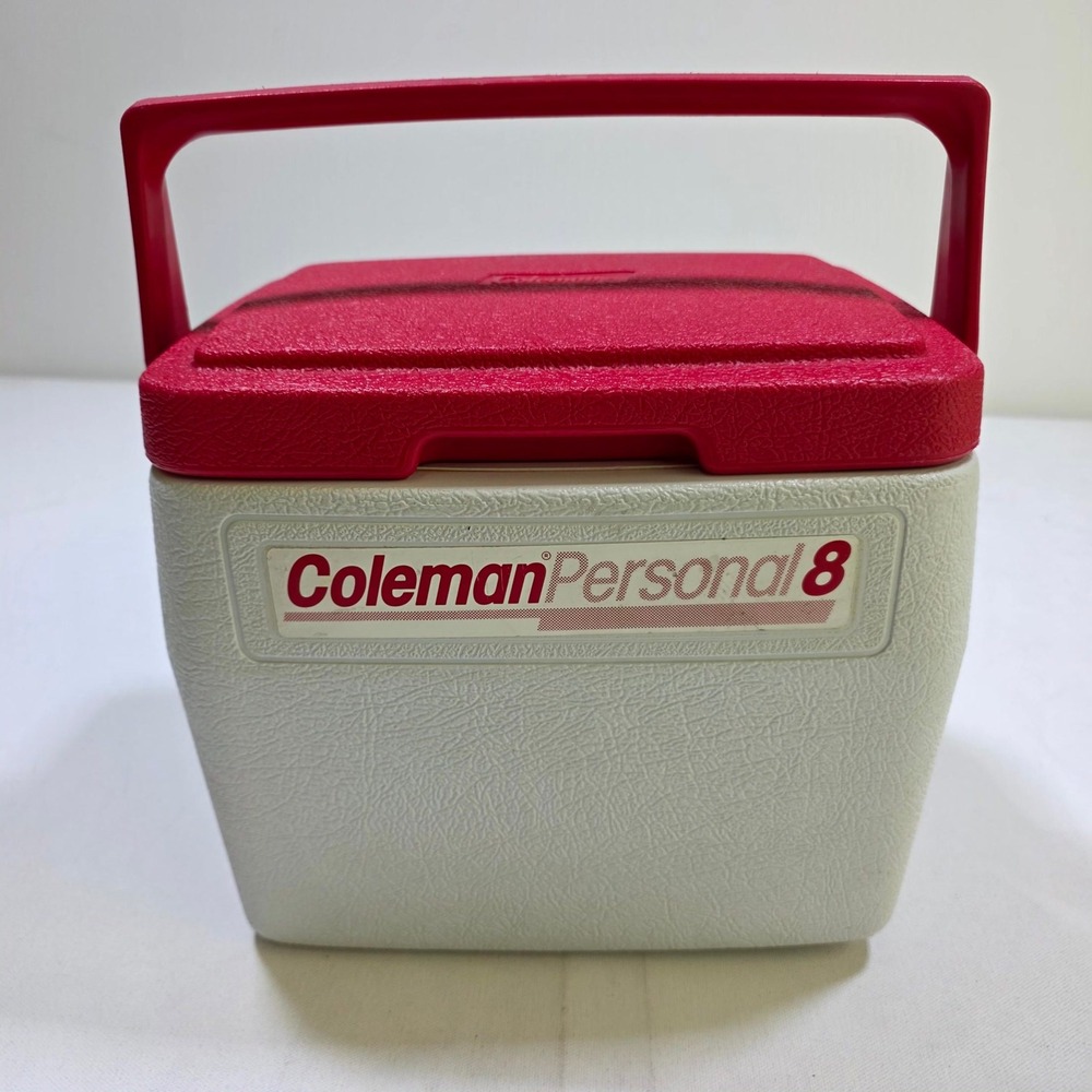 Coleman Personal 8 Cooler Vintage Red White Small Portable Picnic Lunch Box 5272